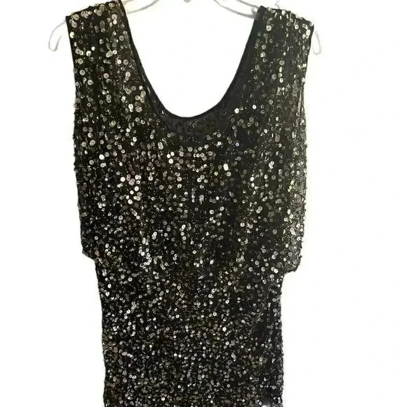 JS Collection Sequin Cocktail Dress Sleeveless Party Mini Dress Sparkly Black 12 - Picture 2 of 8
